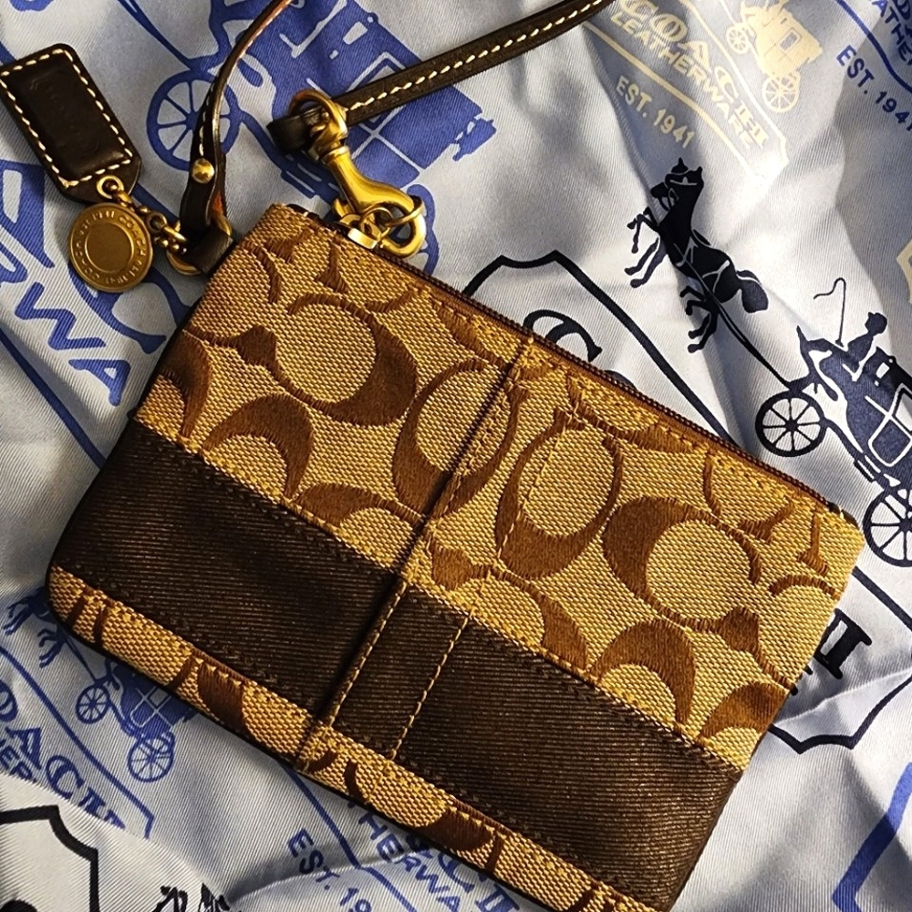 Coach Signature Stripe Logo Wristlet